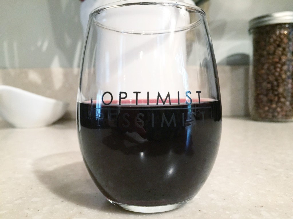 Optimist Pessimist Stemless Wine Glass